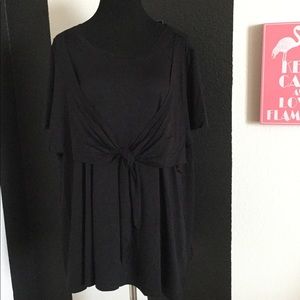 Eloquii CUTE Black Tie Front Tee